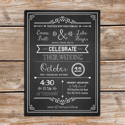 Rustic Chalkboard Wedding Invitation Template