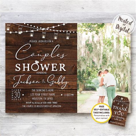 Rustic Elegance Couples Shower Invitation