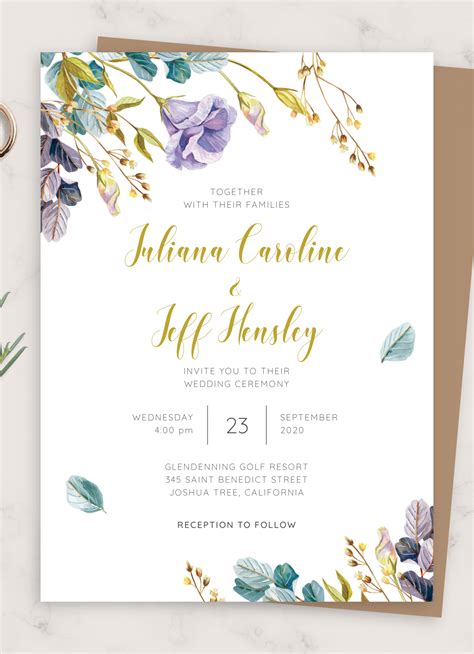 Rustic Floral Wedding Invitation Template