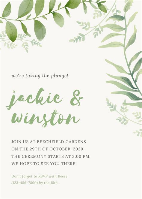 Rustic green invitation template design