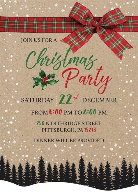 Rustic Holiday Christmas Party Invitation Template