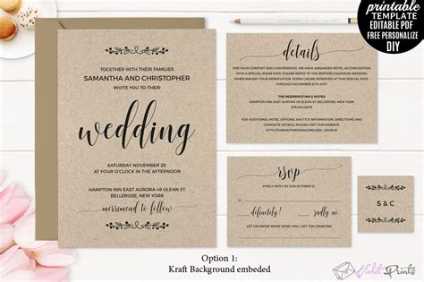 Rustic Kraft Paper Wedding Invitation Template