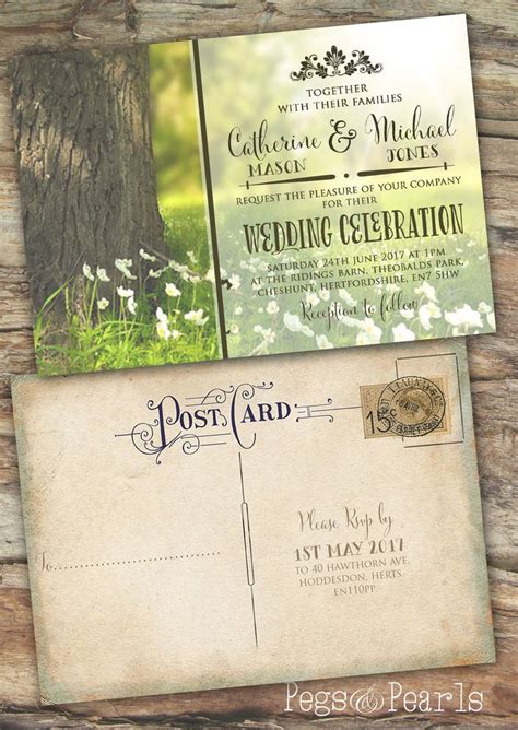 Rustic Postcard Wedding Invitation