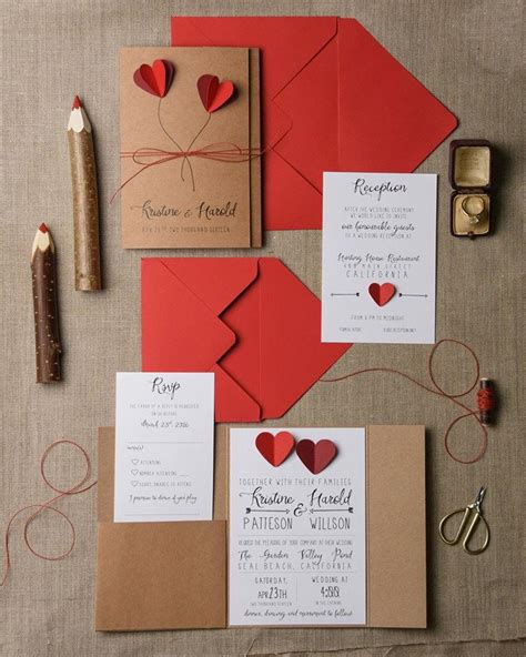 Rustic Red Wedding Invitation