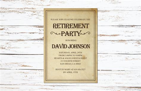 Rustic Retirement Invitation Template