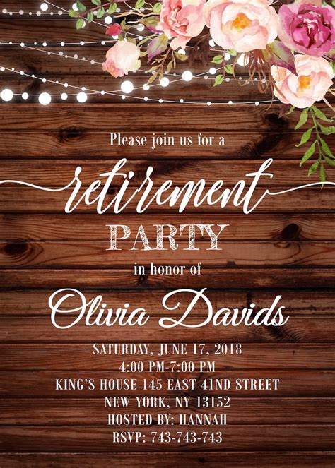 Rustic retirement party invitation