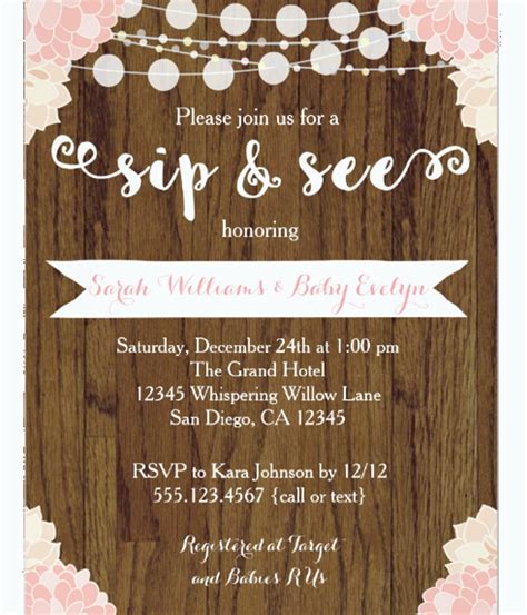 Rustic Sip and See Party Invitation