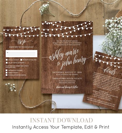 Rustic Twine Wedding Invitation Template