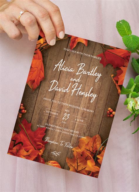 Rustic wedding card template with a beautiful watercolor design