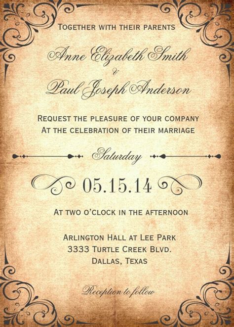 Rustic Wedding Dinner Invitation Wording Example