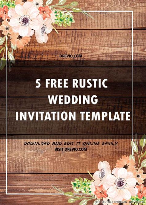 Rustic Wedding Invitation Template 3