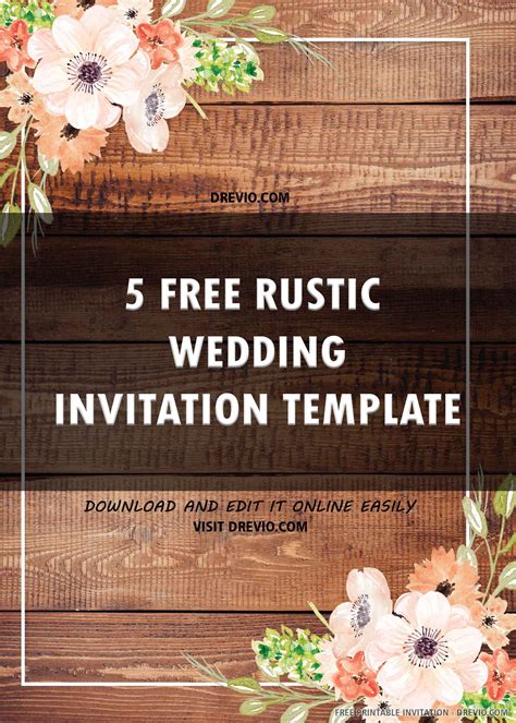 Rustic Wedding Invitation Template 6