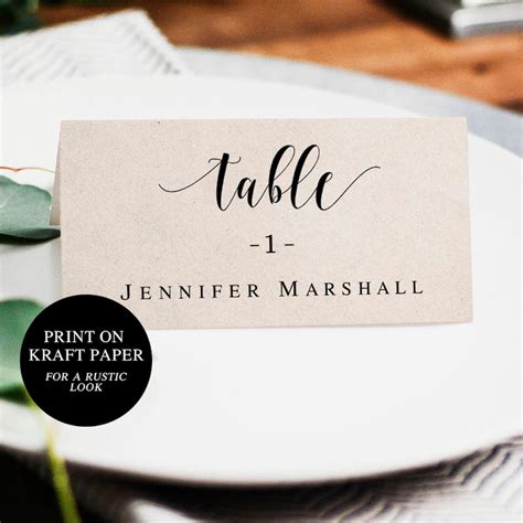 Rustic Wedding Name Card Template