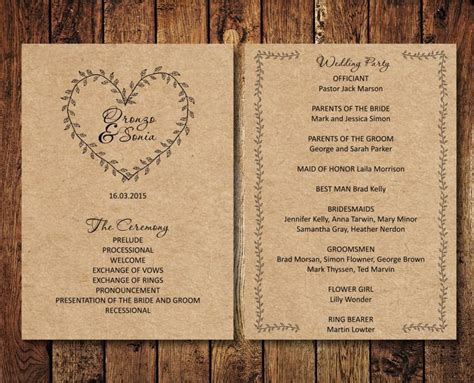 Rustic Wedding Program Template