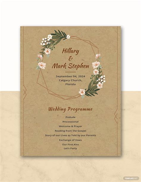 Rustic Wedding Program Template in Word