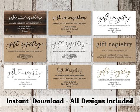 Rustic Wedding Registry Card Template