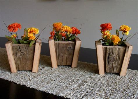 Rustic wooden flower pot