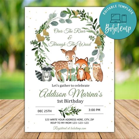 Rustic Woodland Birthday Invitation