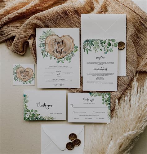 Rustic Woodland Wedding Invitation Template