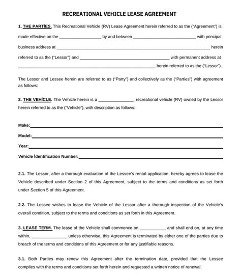 RV Lot Rental Agreement Template 1