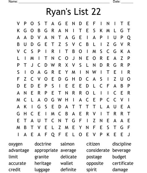 Ryan's World Word Search