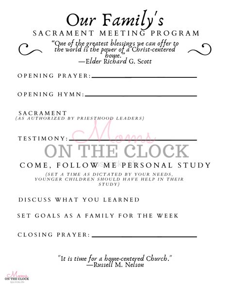 LDS Sacrament Program Ideas