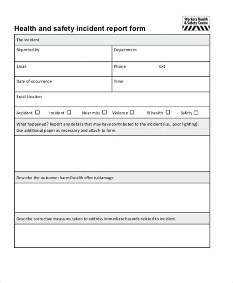 Safety Incident Report Template