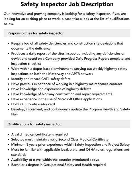 Safety Inspector Jobs