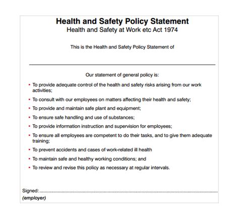 Developing a Safety Policy Statement