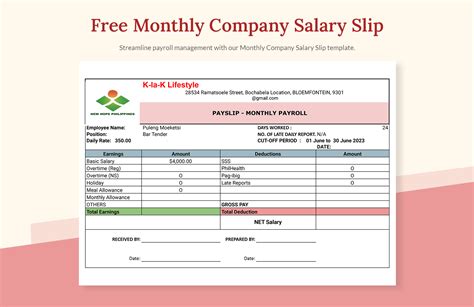 Salary Slip Template with Graphs and Charts