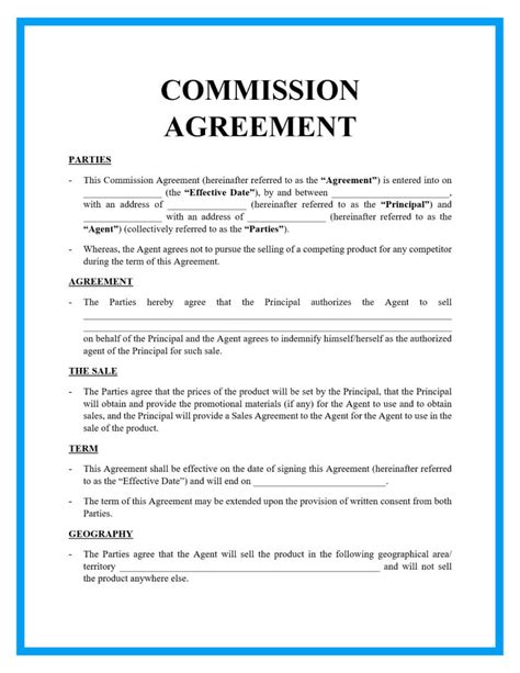 Sales Commission Contract Template Word