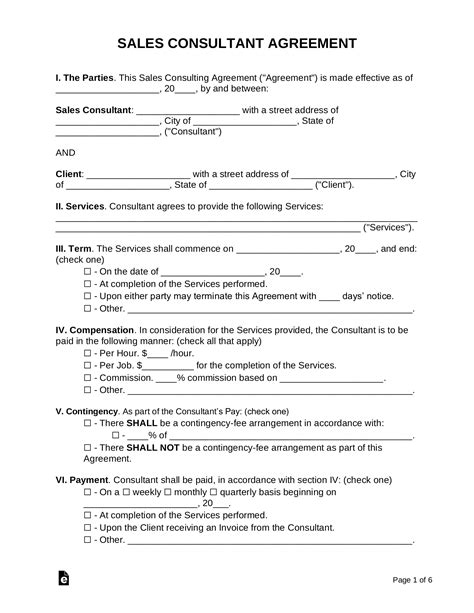 Sales Consultant Agreement Template Word