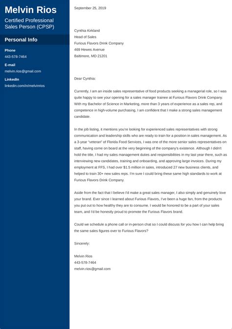 Sales Cover Letter Template 1