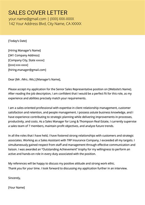 Sales Cover Letter Template 3