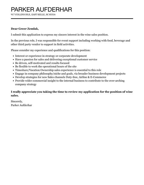 Sales Cover Letter Template 6