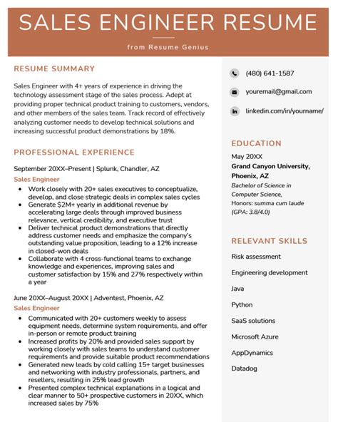 Sales Engineer Resume Template Example 10