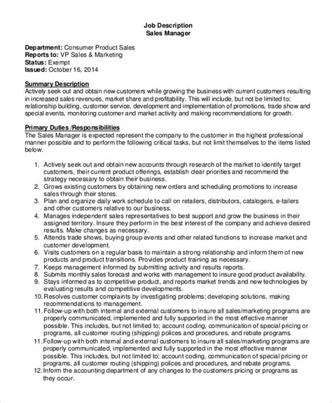 Sales Job Description Example PDF