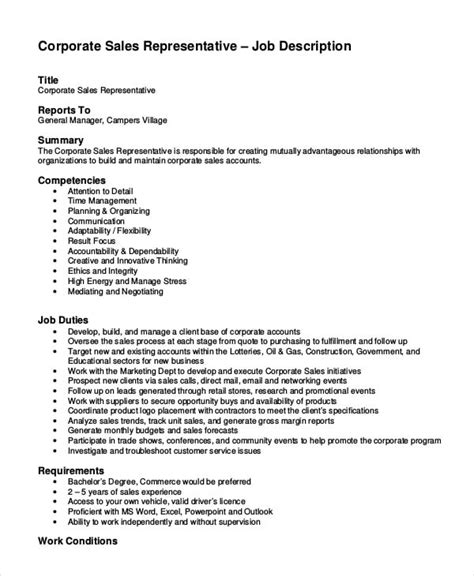 Sales Job Description Template Free