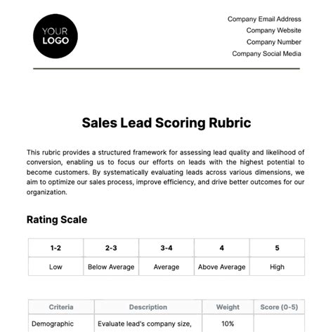 Sales Lead Scoring Template Example