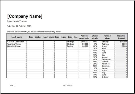 Sales Lead Tracking Template