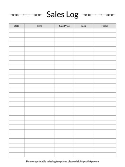 Sales Log Template