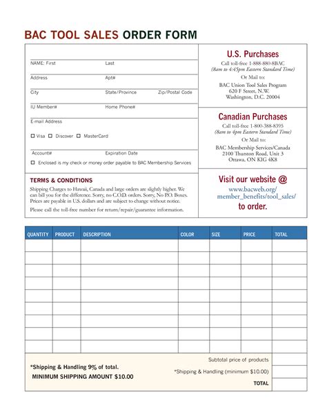 Sales Order Form Template Example