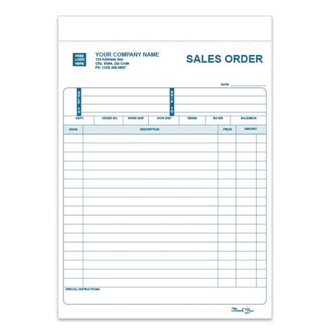 Sales Order Form with Custom Fields Template