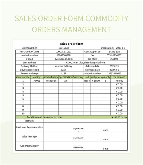 Sales Order Management Template