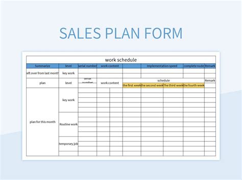 Sales Plan Template Excel