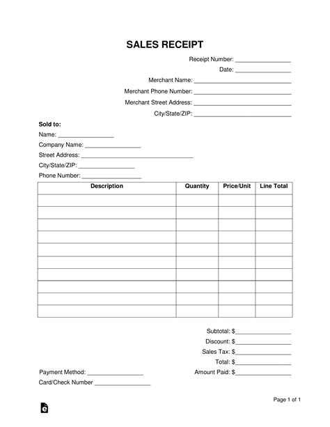 Sales Receipt Template Format