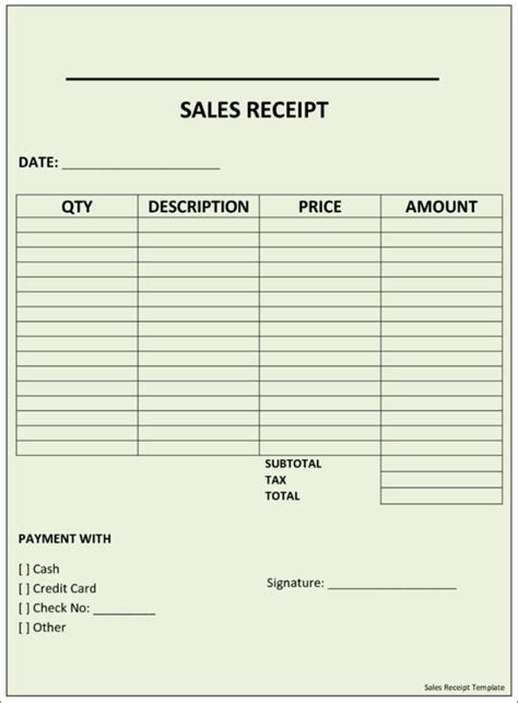 Sales Receipt Template Template