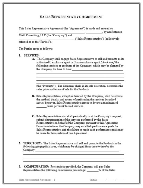 Sales Rep Agreement Template