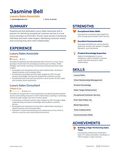 Sales Resume Template with a Sales Achievement Section