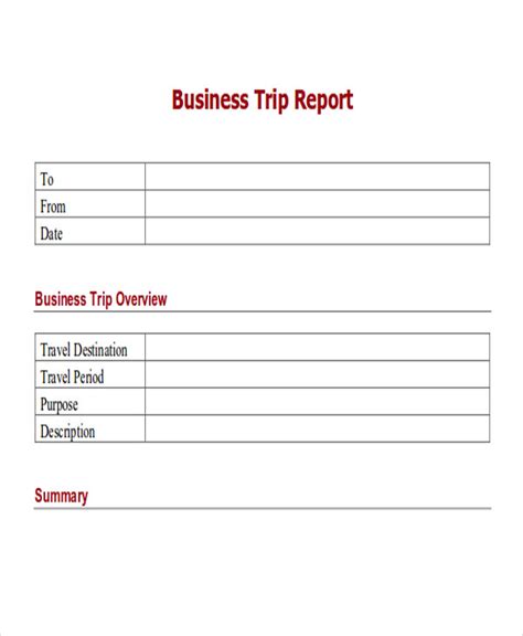 Sales Trip Report Format